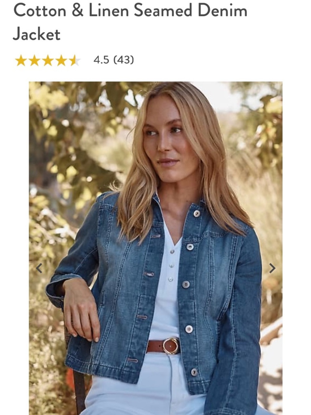 J. Jill Blue Cotton-Linen Denim Jacket